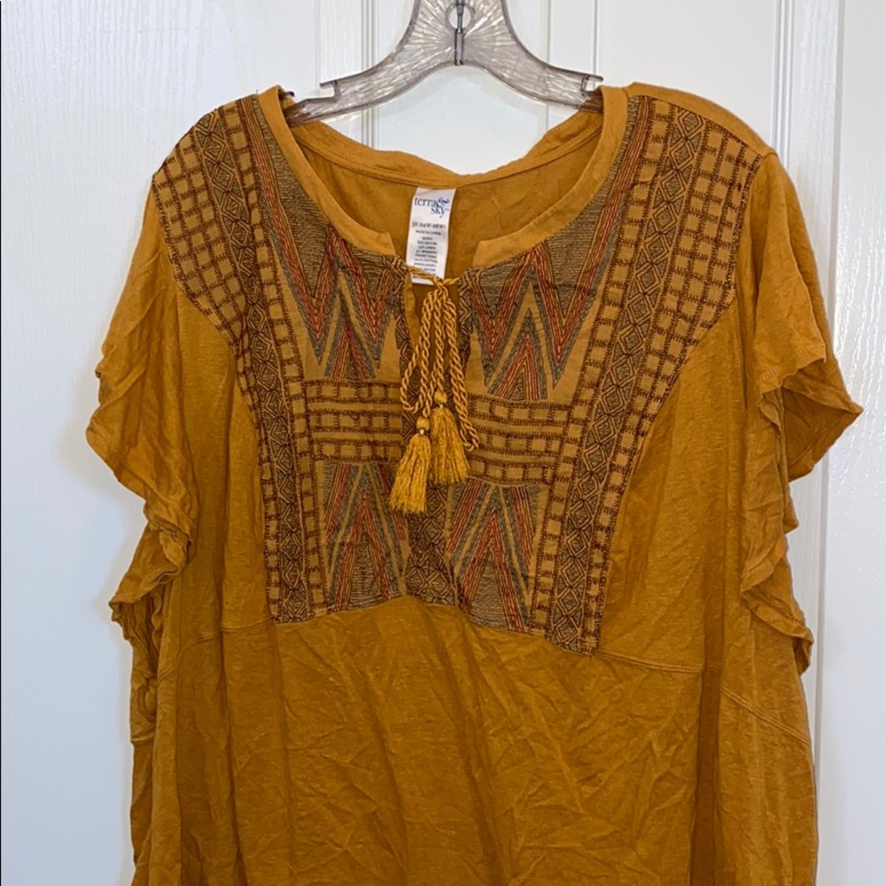 Mustard color winter blouse shirt size 3x